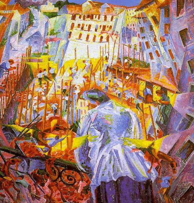 Umberto Boccioni Street Noises Invade the House France oil painting art